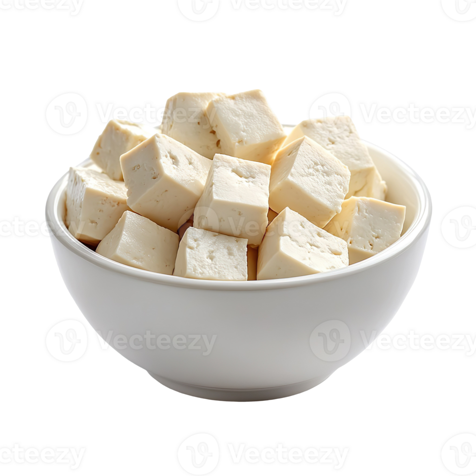 Tofu cubes on bowl isolated on transparent background png