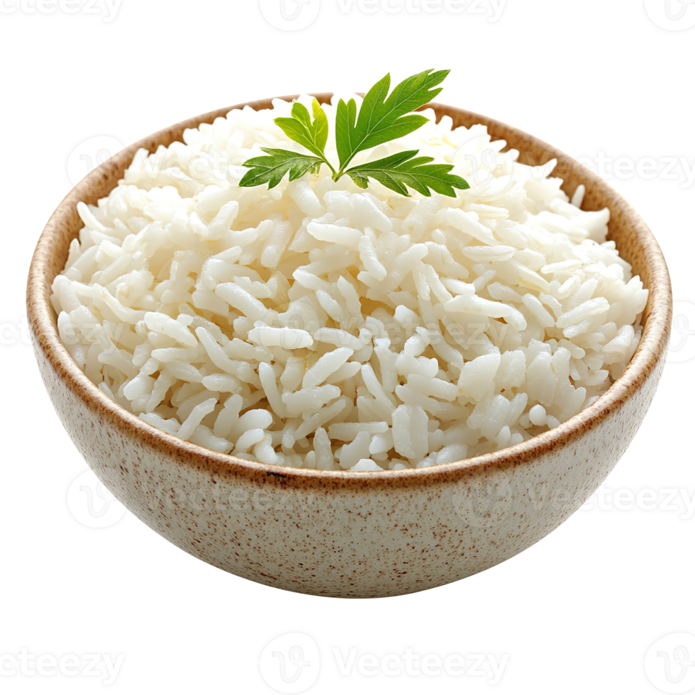 Tasty cooked white rice isolated on transparent background png