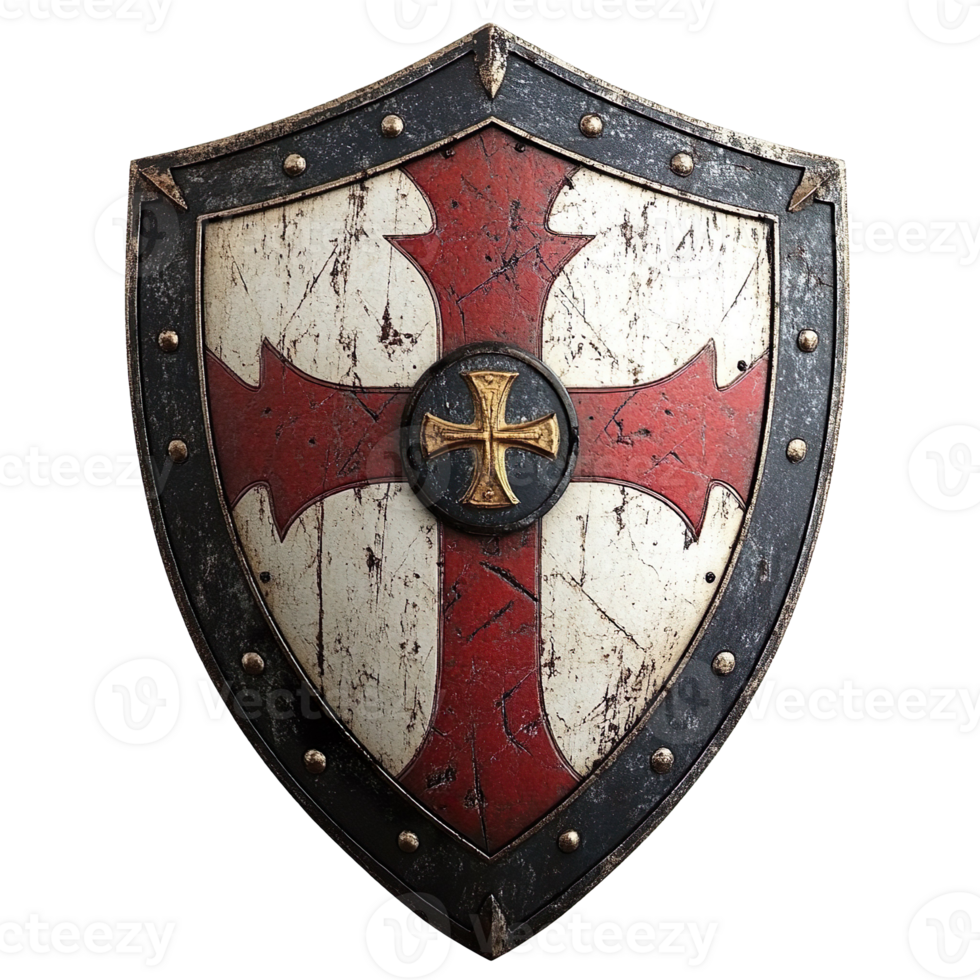 Templar Crusader Shield Design isolated on transparent background png