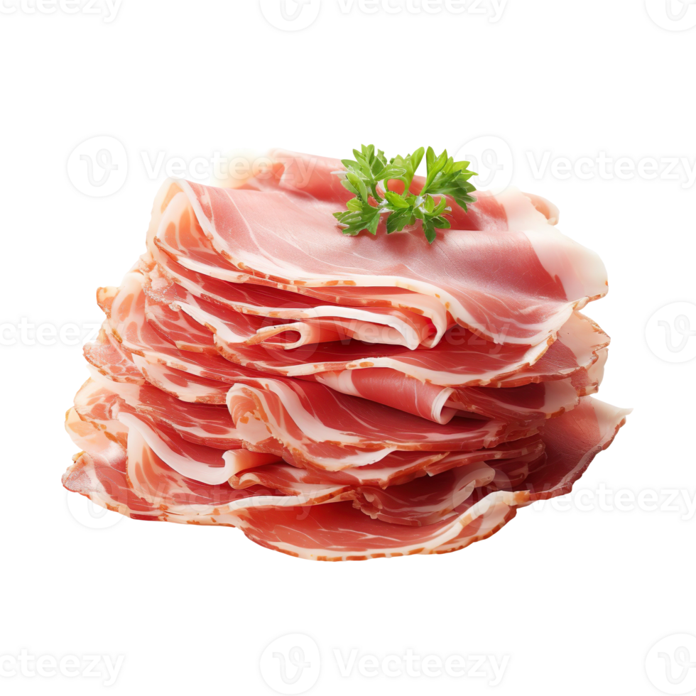 Thinly Sliced Parma Ham isolated on transparent background png