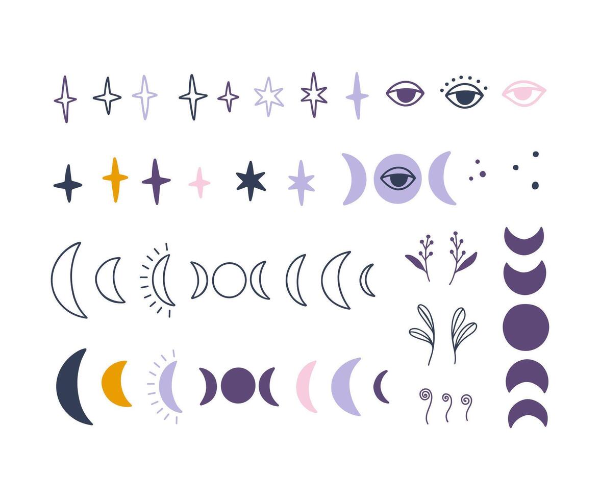 Boho celestial symbol collection vector