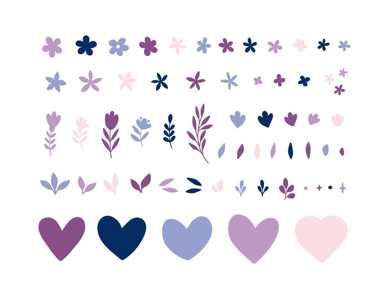 Simple wildflower, leaf, heart illustration vector