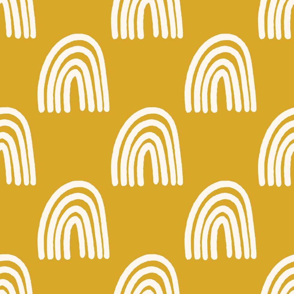 Magic seamless pattern with modern rainbows. vector