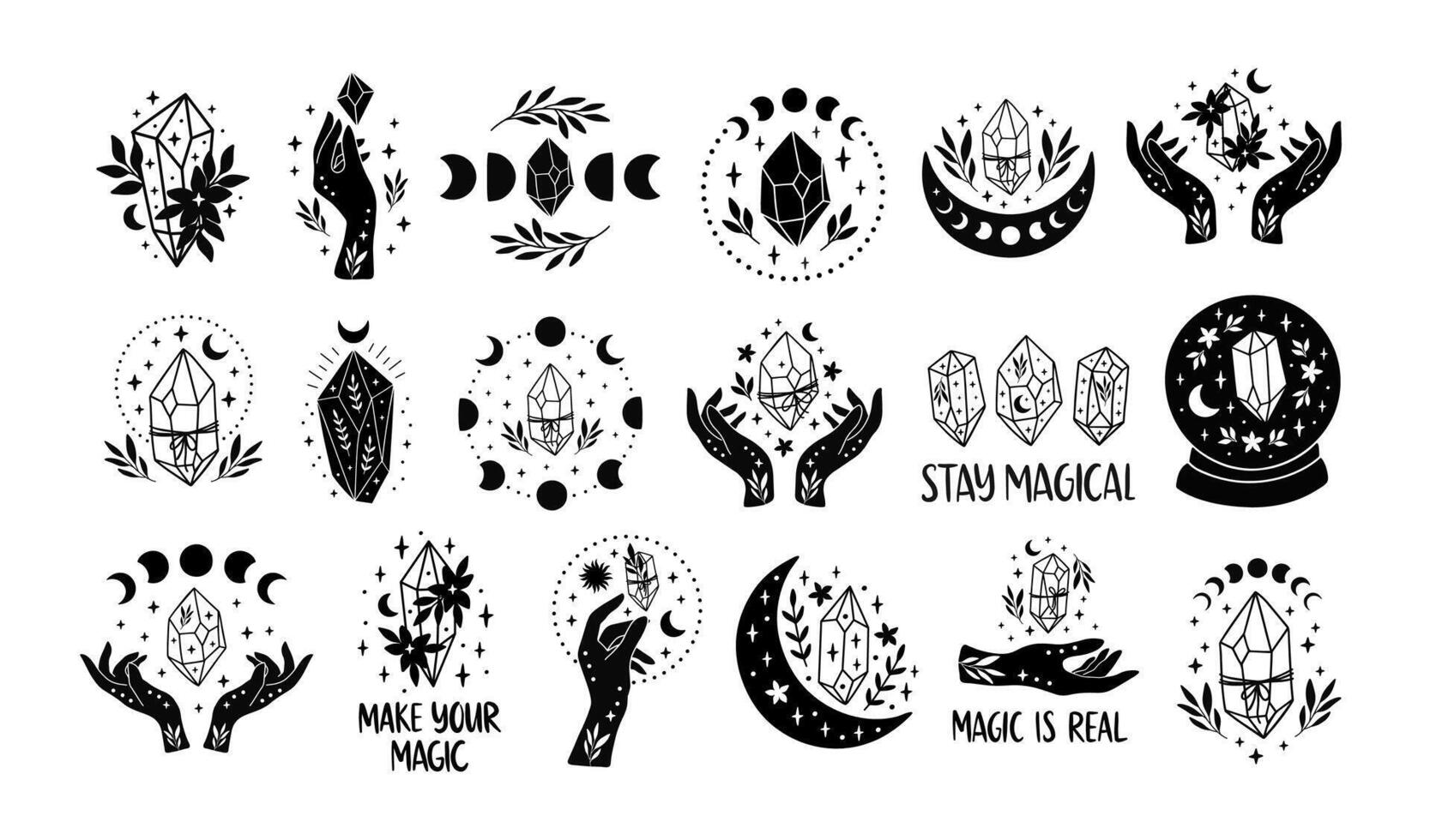 Witchy hands with crystal vector