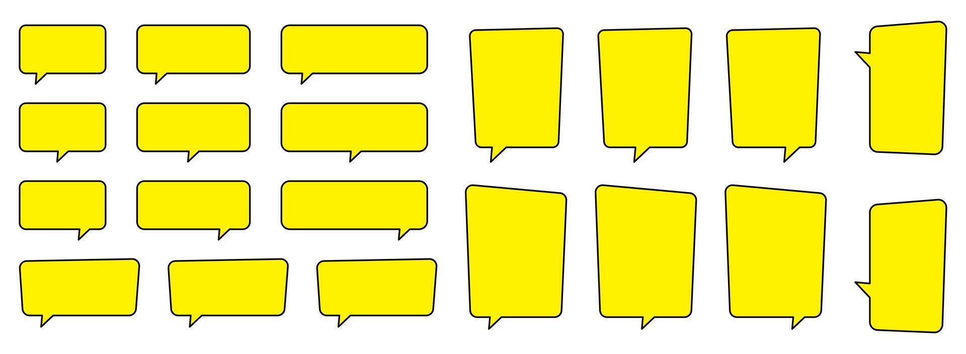 Yellow chat bubble, yellow speech bubble, message box set. vector