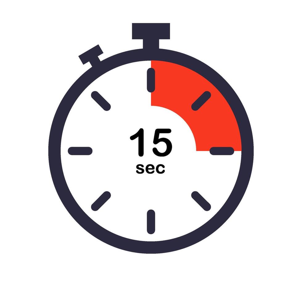 15 sec stopwatch icon on white background. vector