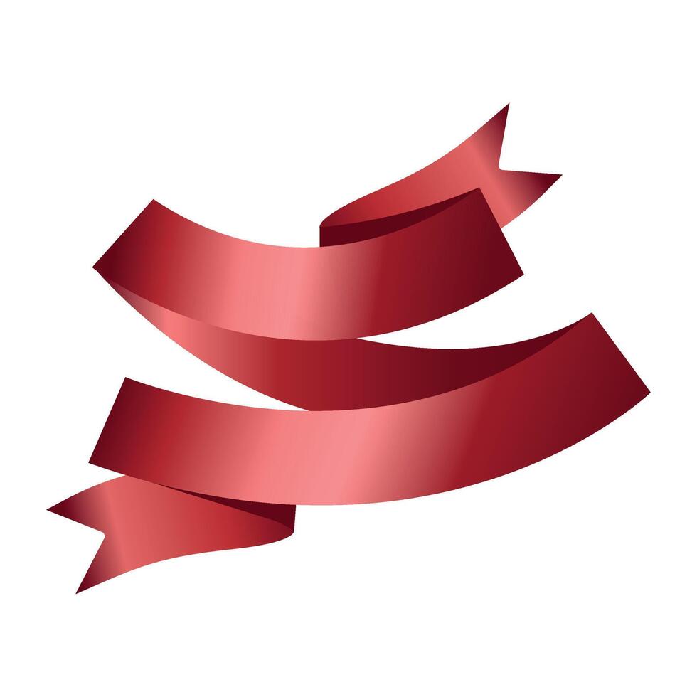 Empty Red Ribbon and Label Design for text. Red ribbon on a white background. Red award ribbon, luxury label and badge premium quality certificate ribbon. Illustration. Eps 10. vector