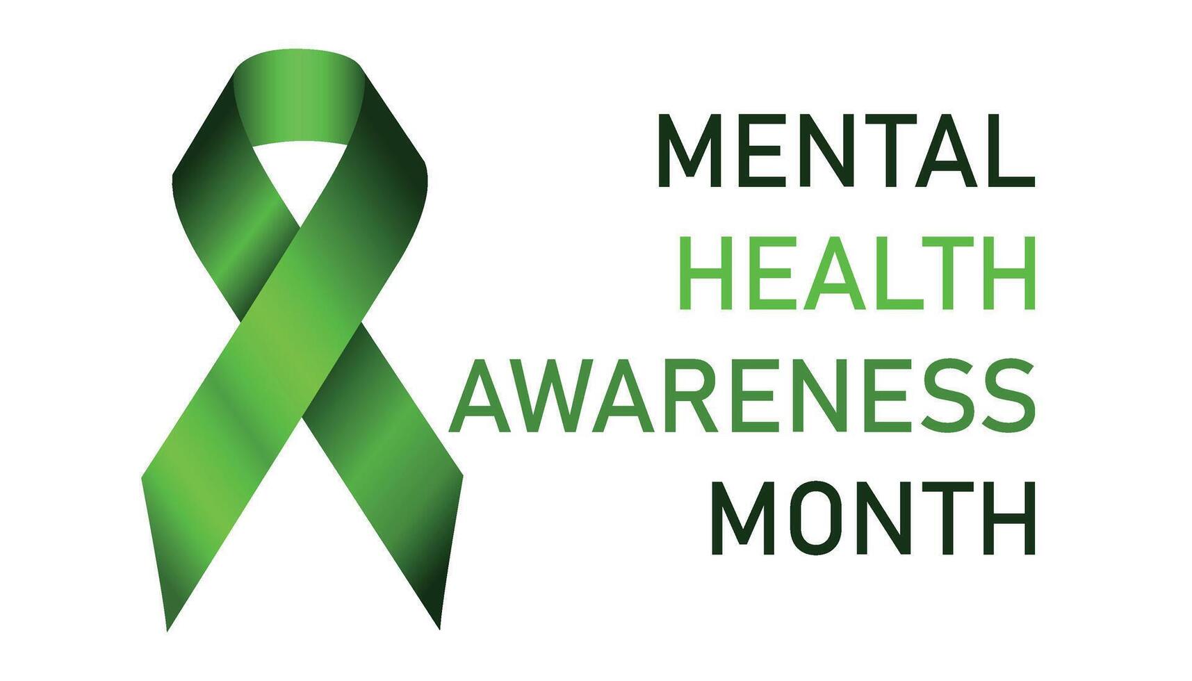 Mental Health Awareness Month. Green awareness ribbon. Raising awareness of mental health campaign. Mental Health Awareness Month illustration with green. Concept illustration vector