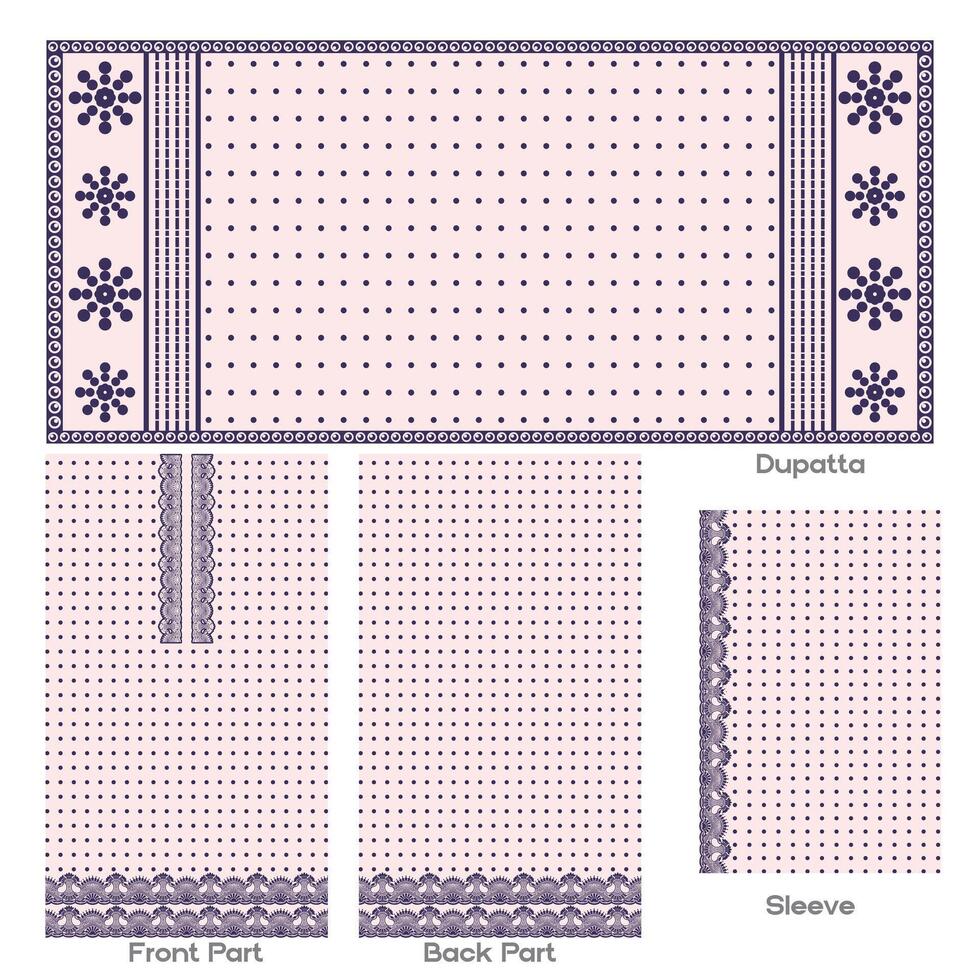 one color digital and screen printing kurti design vector