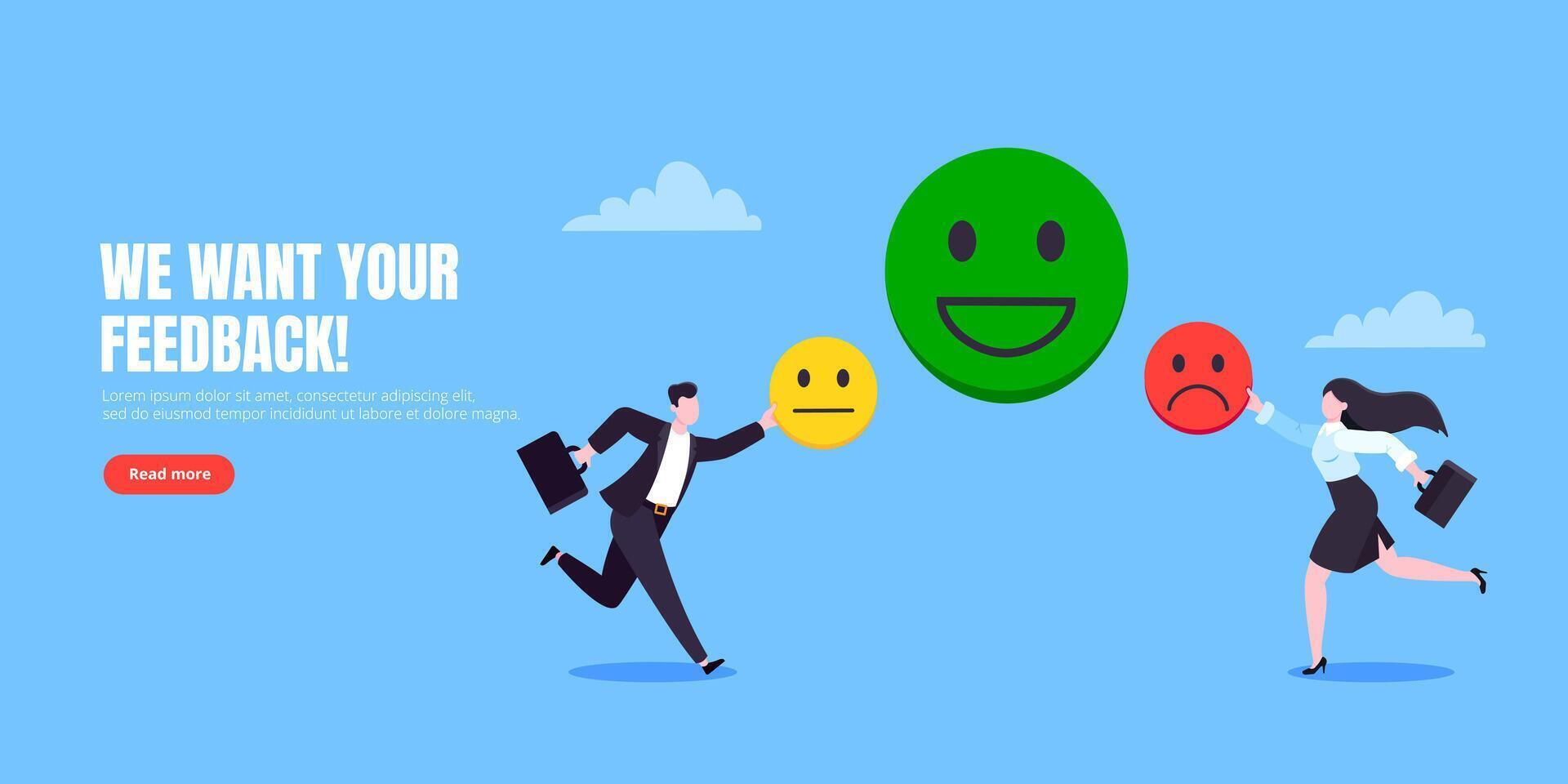 Employee wellbeing and positive emotions attitude business concept with running people vector