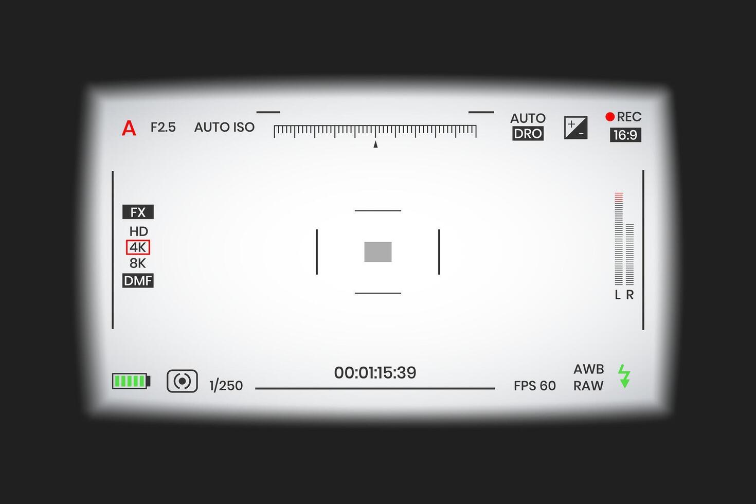 Camera viewfinder or photo frame recorder flat style design concept illustration. vector