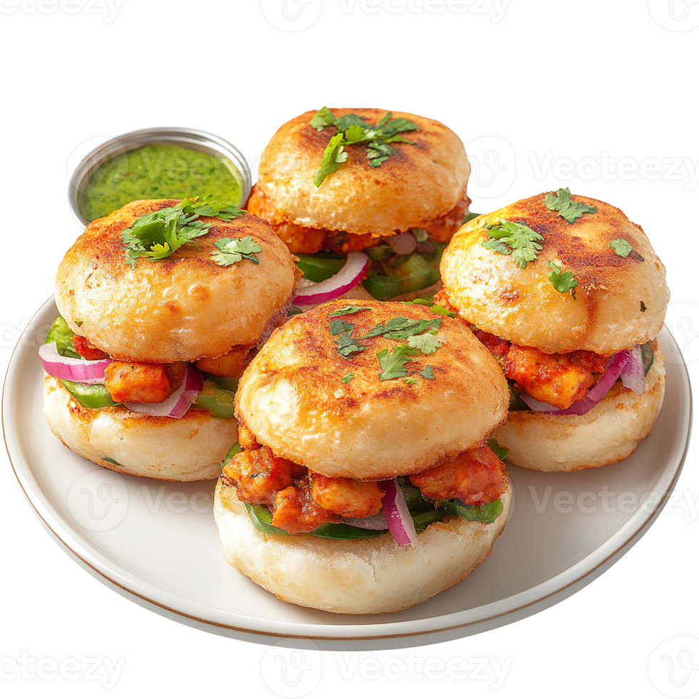 Vada Pav on Plate isolated on transparent background png