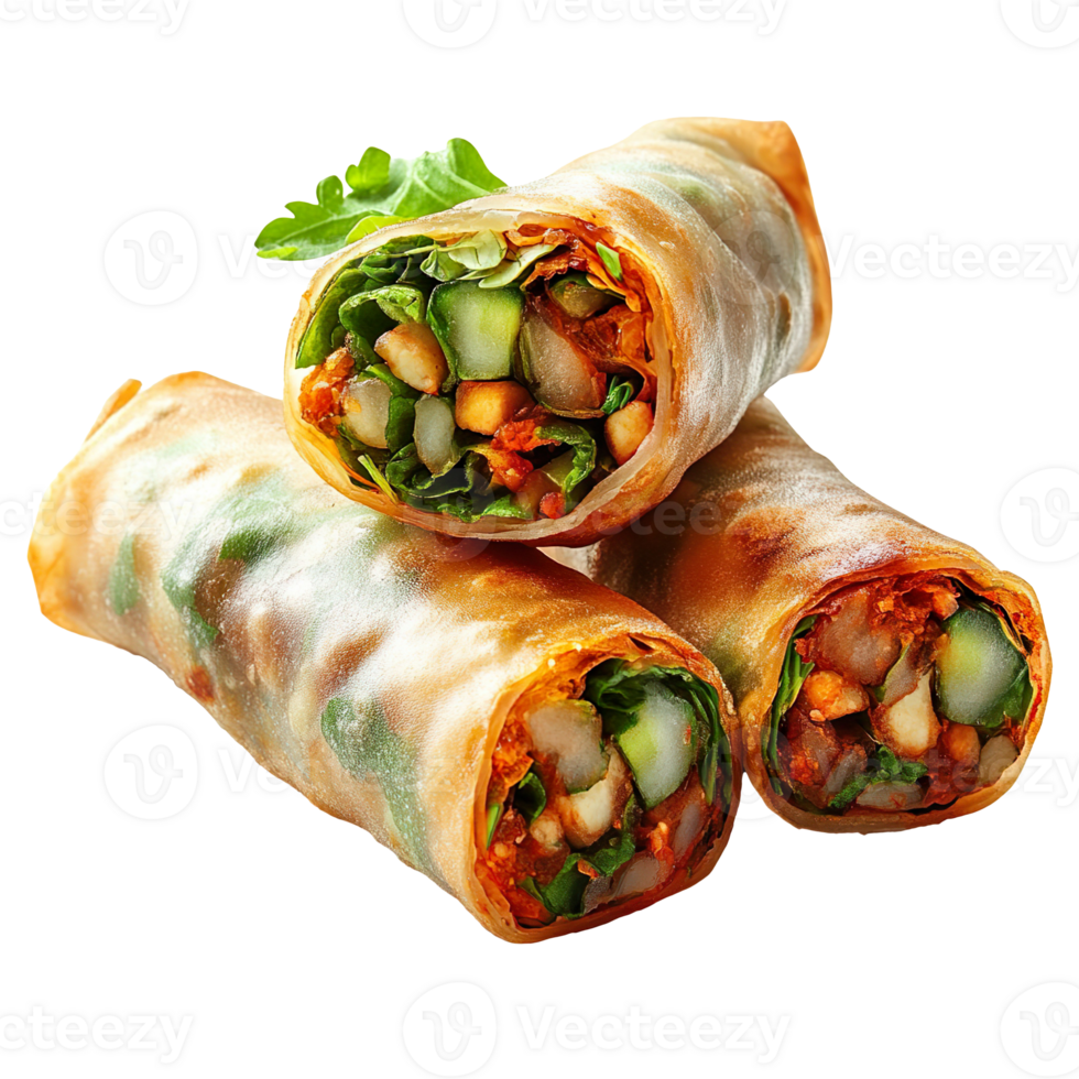Vegetarian Spring Rolls isolated on transparent background png