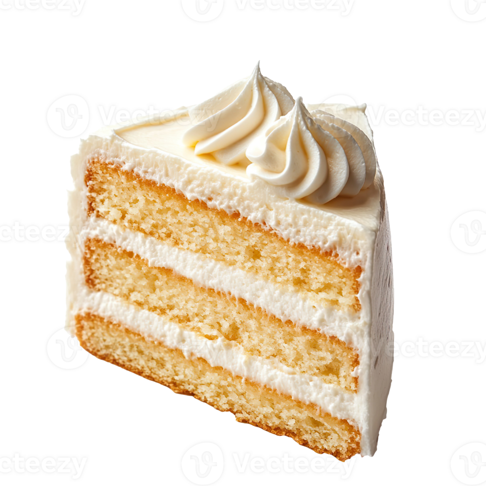 Vanilla cake slice isolated on transparent background png