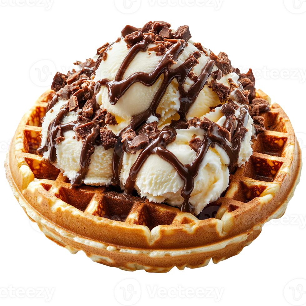 Waffle with ice cream isolated on transparent background png