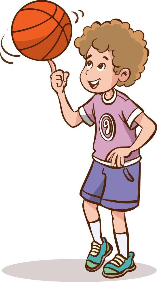 Illustration of a Boy Playing Basketball with a Ball in His Hand vector