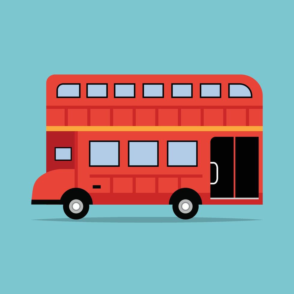 London double decker red bus cartoon illustration, vector