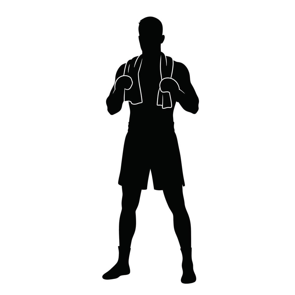A silhouette of a man in boxing gear vector