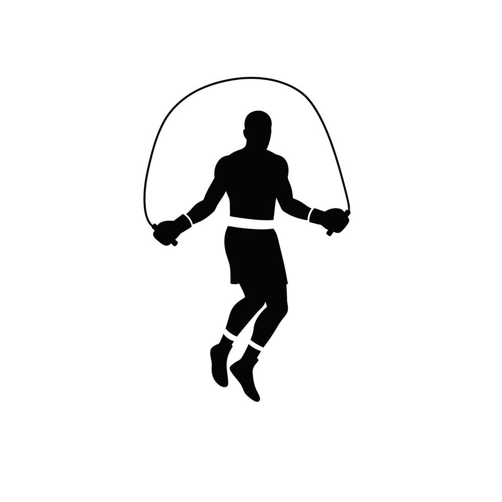 A silhouette of a man jumping with a rope vector