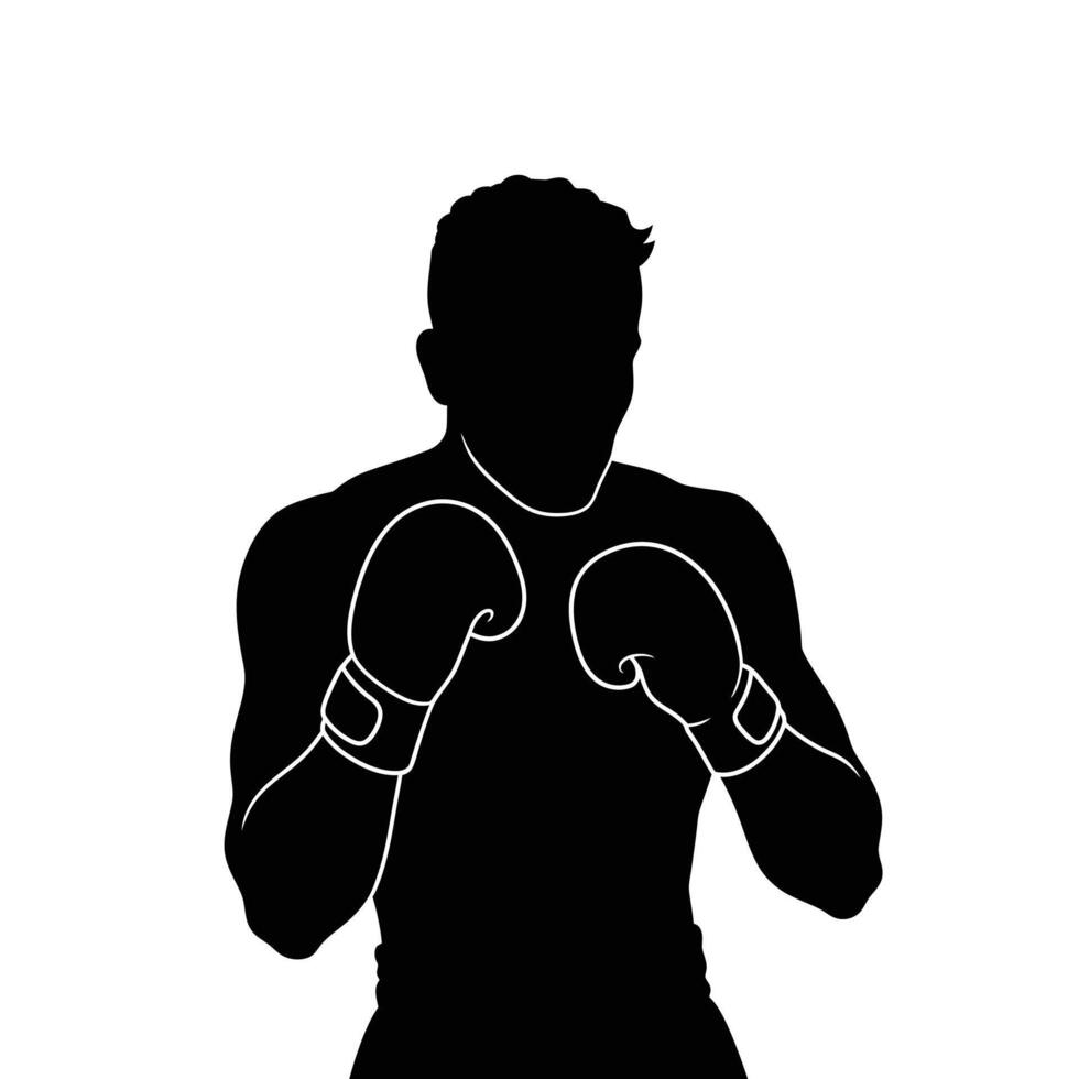 Silhouette of a man in boxing gloves vector