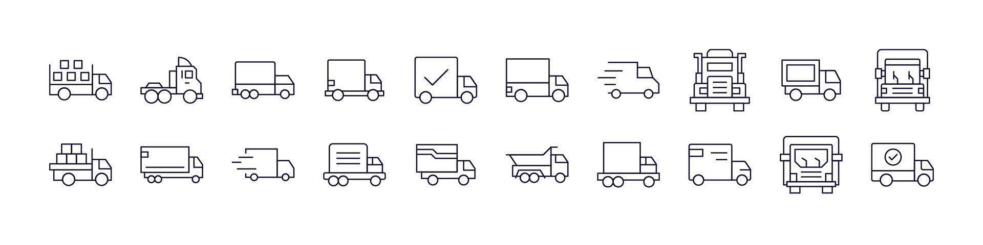 Delivery Truck Related Line Icons for Web Sites, Books, Cards, Apps. Editable Stroke. Perfect for Web Sites, Books, Cards, Apps vector