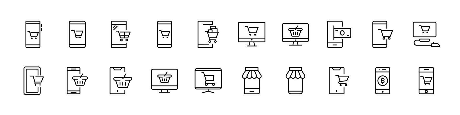 Online Shopping Simple Isolated Line Icons Collection. Editable Stroke. Perfect for Web Sites, Books, Cards, Apps vector