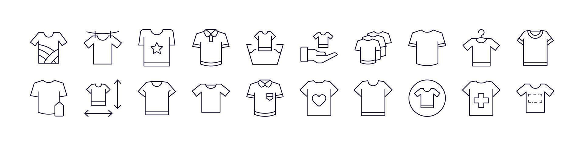 T Shirts Related Line Icons for Web Sites, Books, Cards, Apps. Editable Stroke. Perfect for Web Sites, Books, Cards, Apps vector