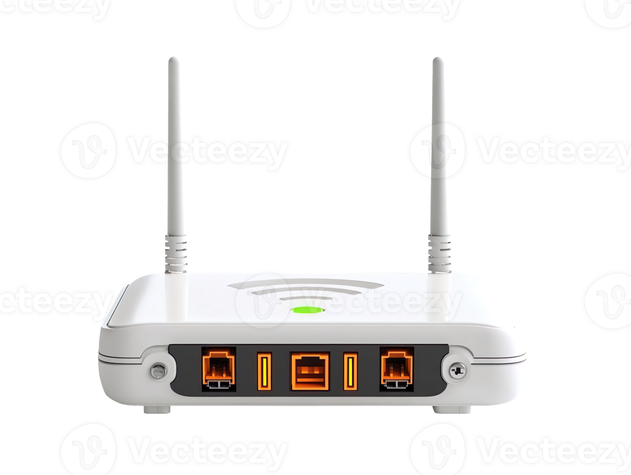 White Wi-Fi router with antenna isolated on transparent background png