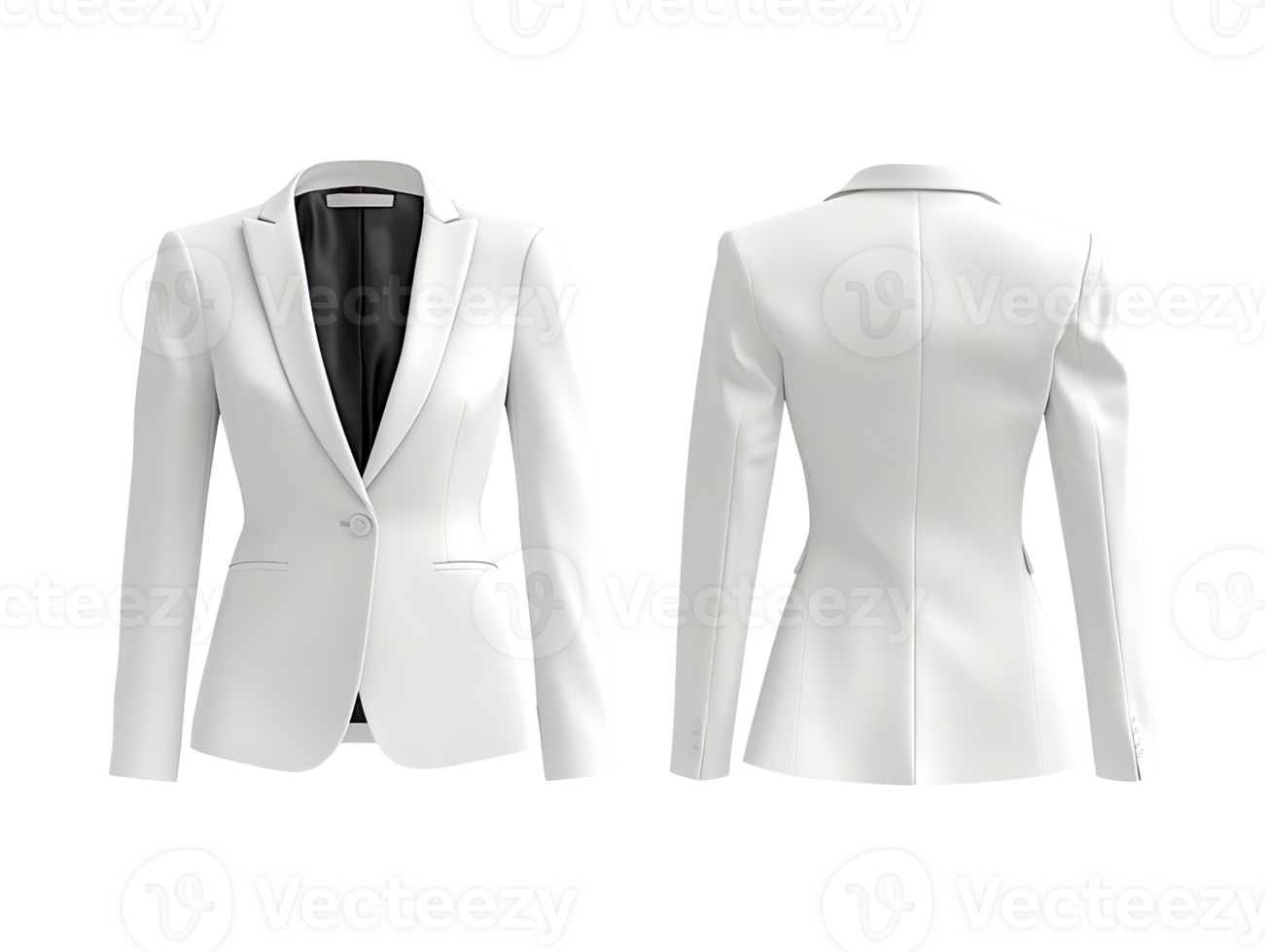 White Blazer Mockup, back and front isolated on transparent background png
