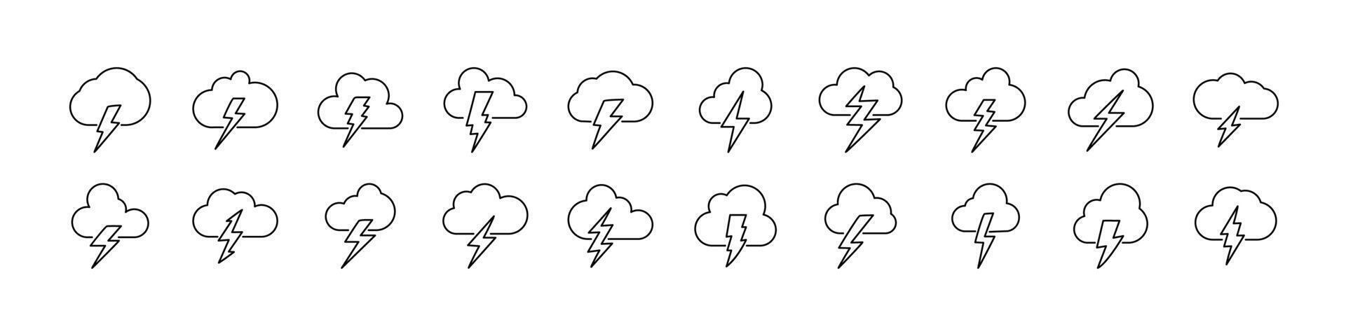 Lightning Related Icon Set. Editable Stroke. Perfect for Web Sites, Books, Cards, Apps vector