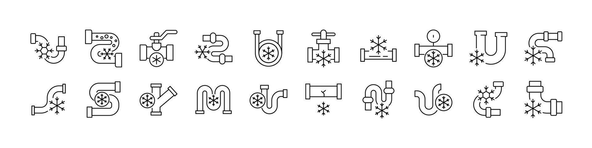 Frozen Pipes Modern Outline Style Icons for Design, Cards, Apps, Social Networks vector
