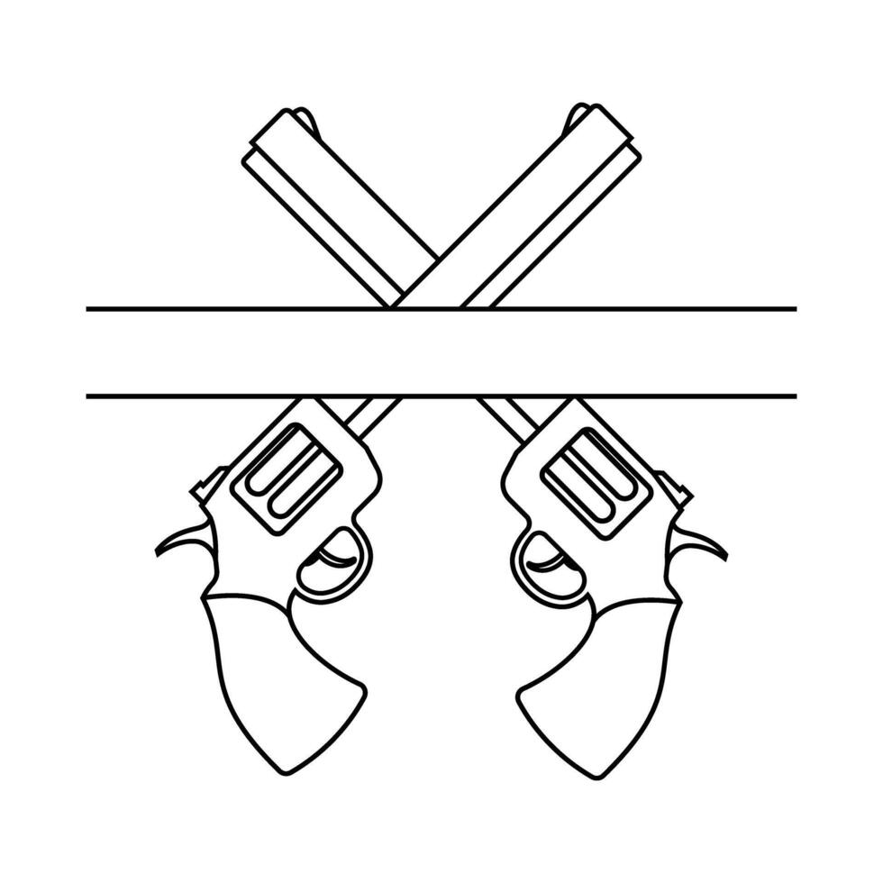 crossed revolvers icon over white background, flat design, illustration vector
