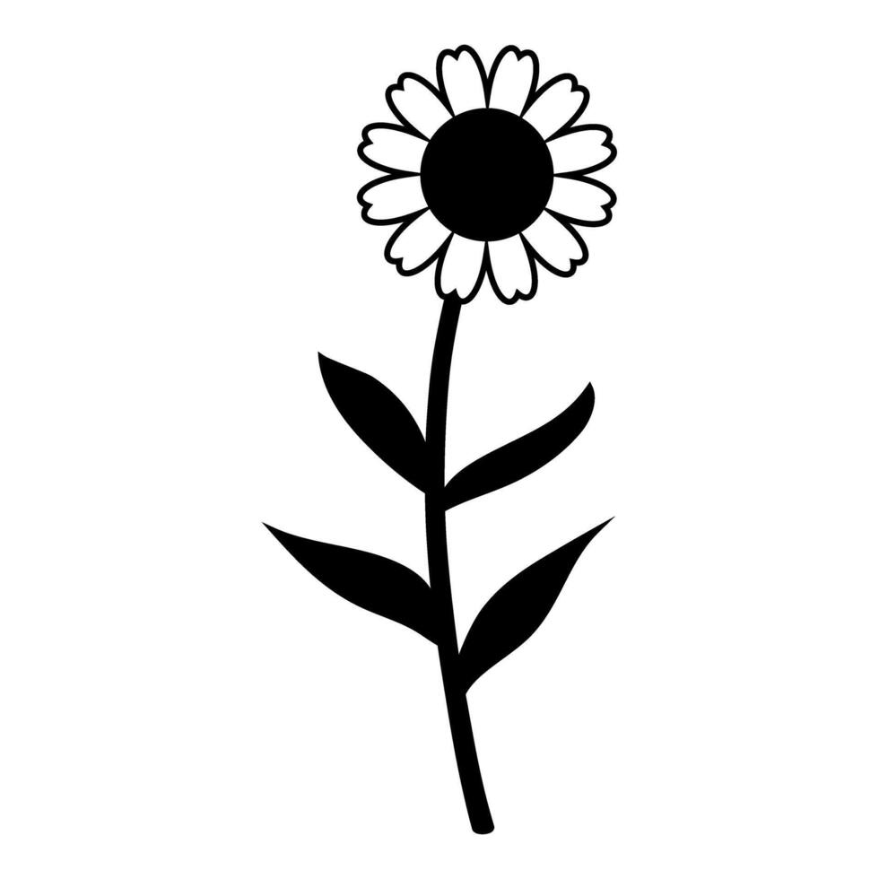 cute flower and leafs decorative icon illustartion design vector