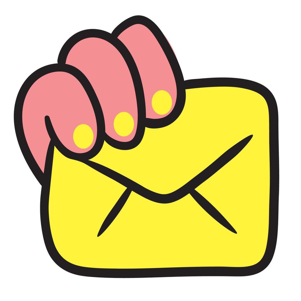 yellow mail doodle icon vector