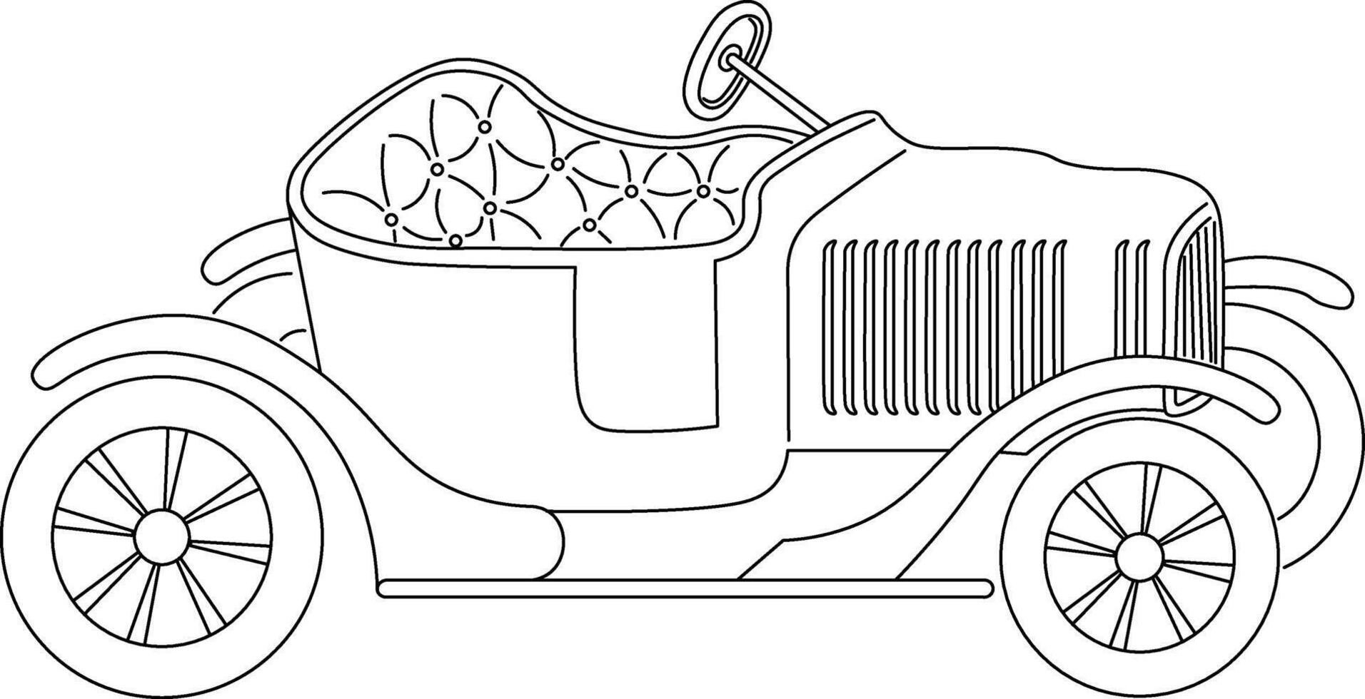 luxury retro car in doodle style vector