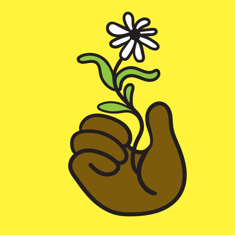 flower in hand doodle icon vector