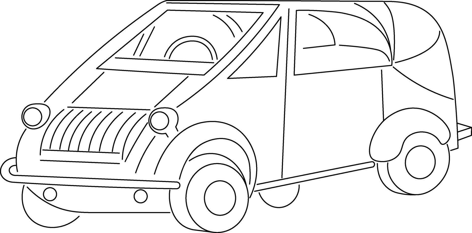 vintage car in doodle style vector