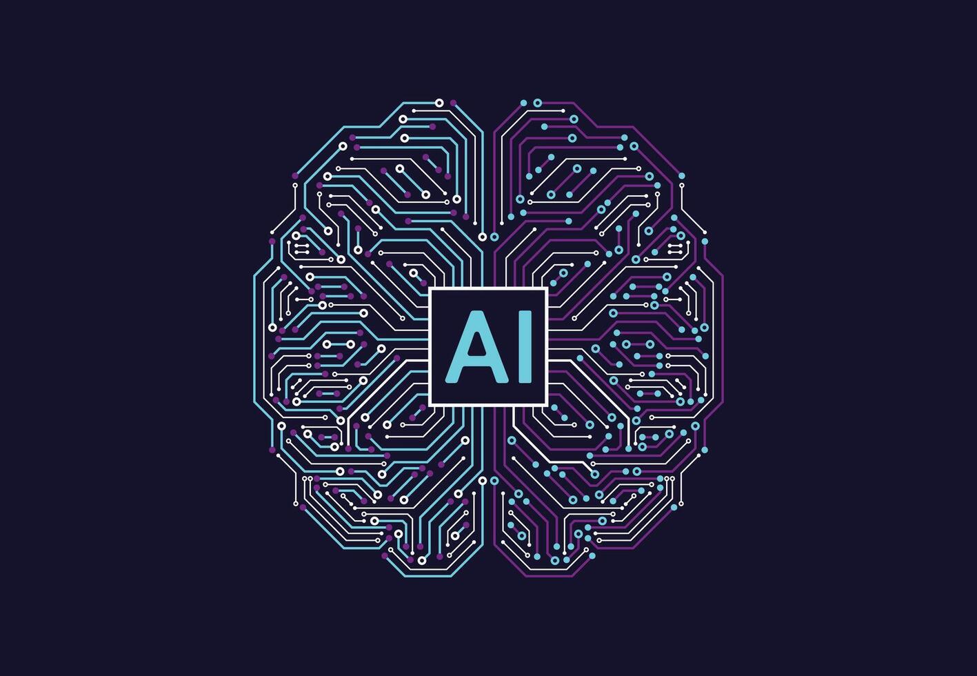 Artificial intelligence with brain chipset on circuit board in futuristic concept technology artwork for web, banner, card, cover vector