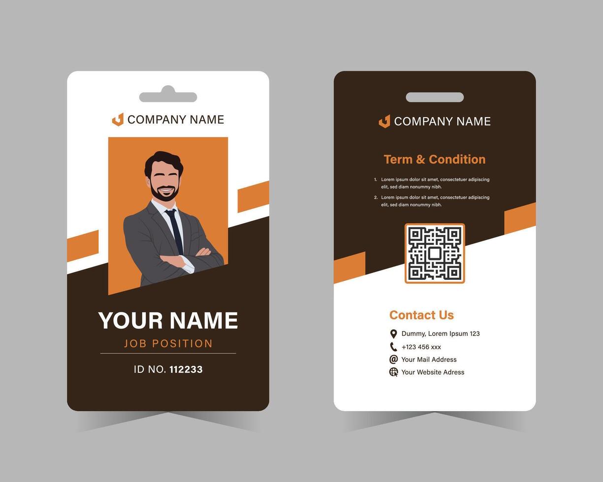 Orange Business and Corporate ID Card template with minimal style vector