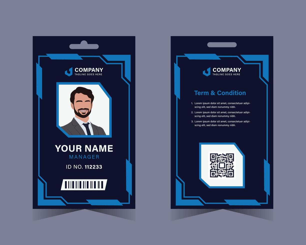 Professional Employee ID Card with abstract techno shape vector
