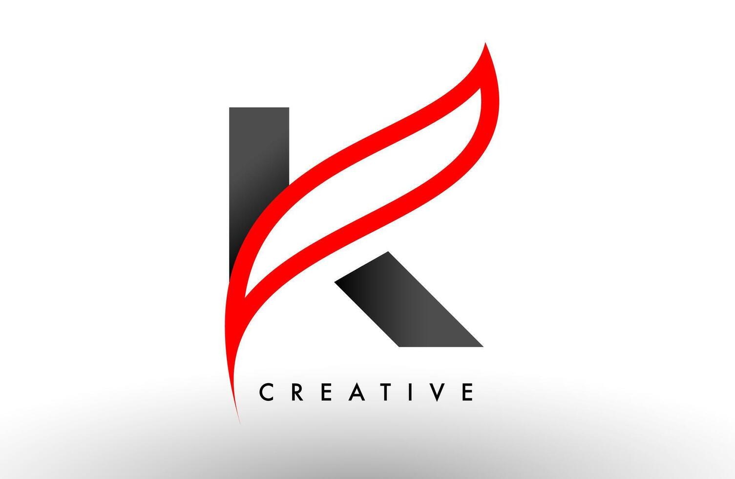 K letter logo Icon Design. Modern Swoosh Red and Gray Alphabet letter concept vector
