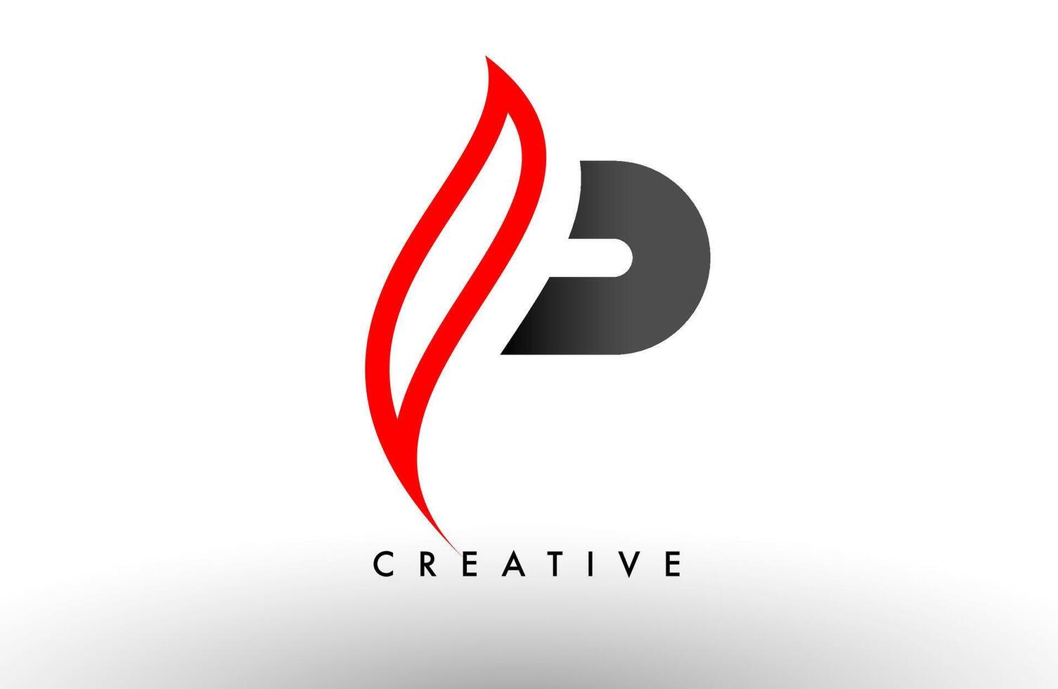 P letter logo Icon Design. Modern Swoosh Red and Gray Alphabet letter concept vector