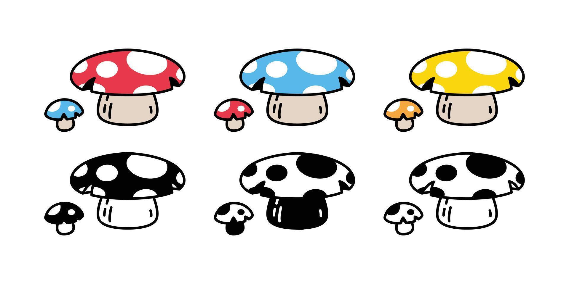 mushroom icon logo cartoon character symbol illustration clip art isolated vector