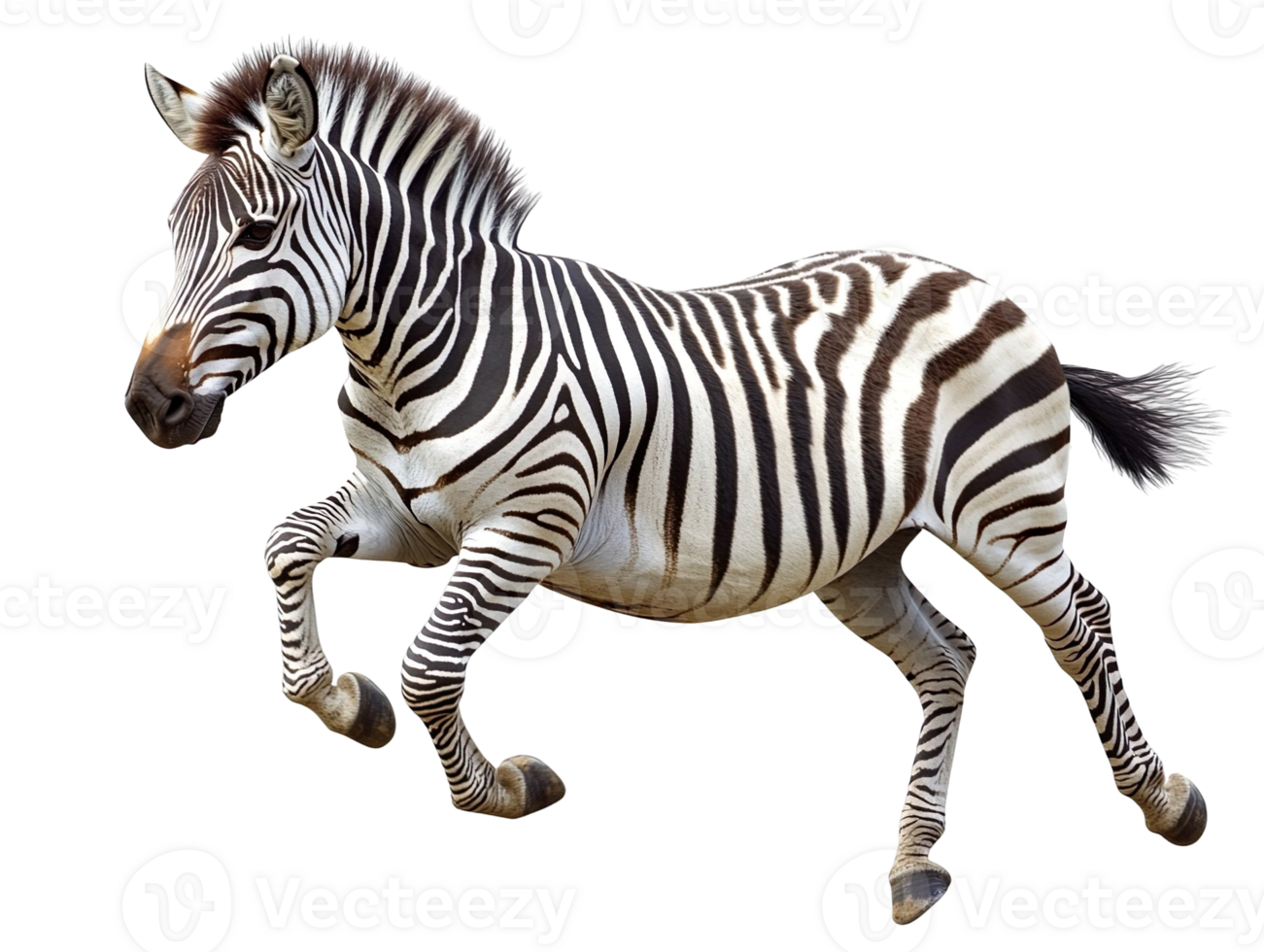 zebra jumping isolated on transparent background png