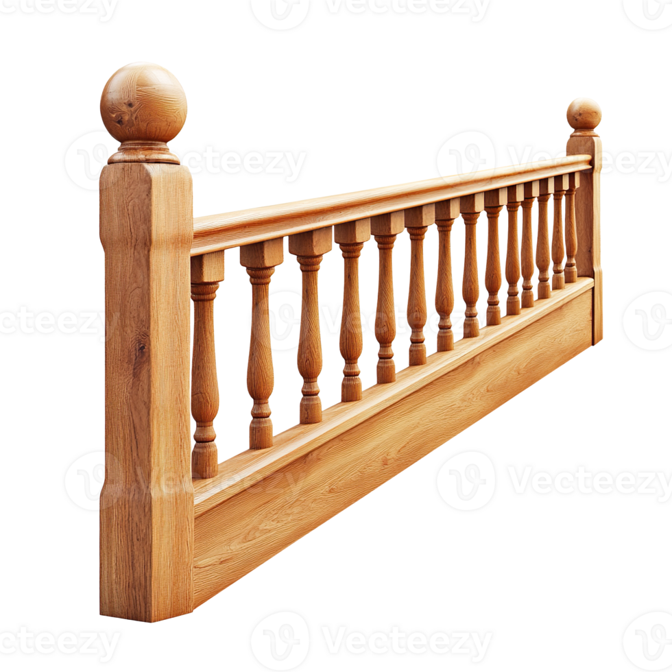 Wooden handrail isolated on a transparent background png
