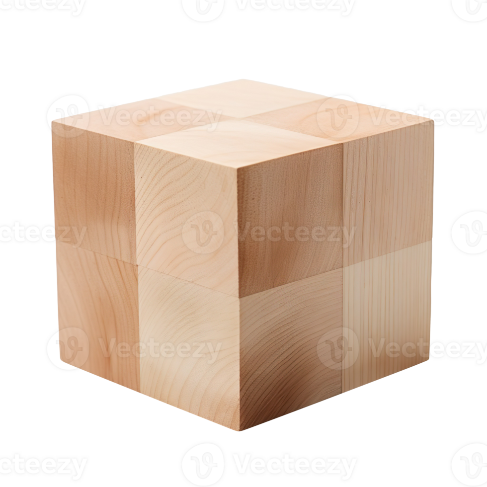 Wooden cube isolated on a transparent background png