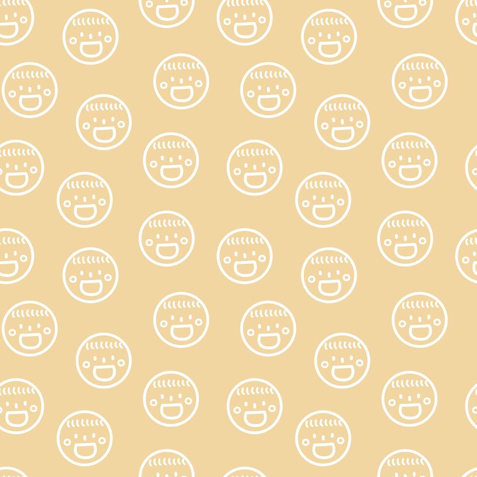 seamless minimal smile line art 4 repeat pattern in yellow background vector
