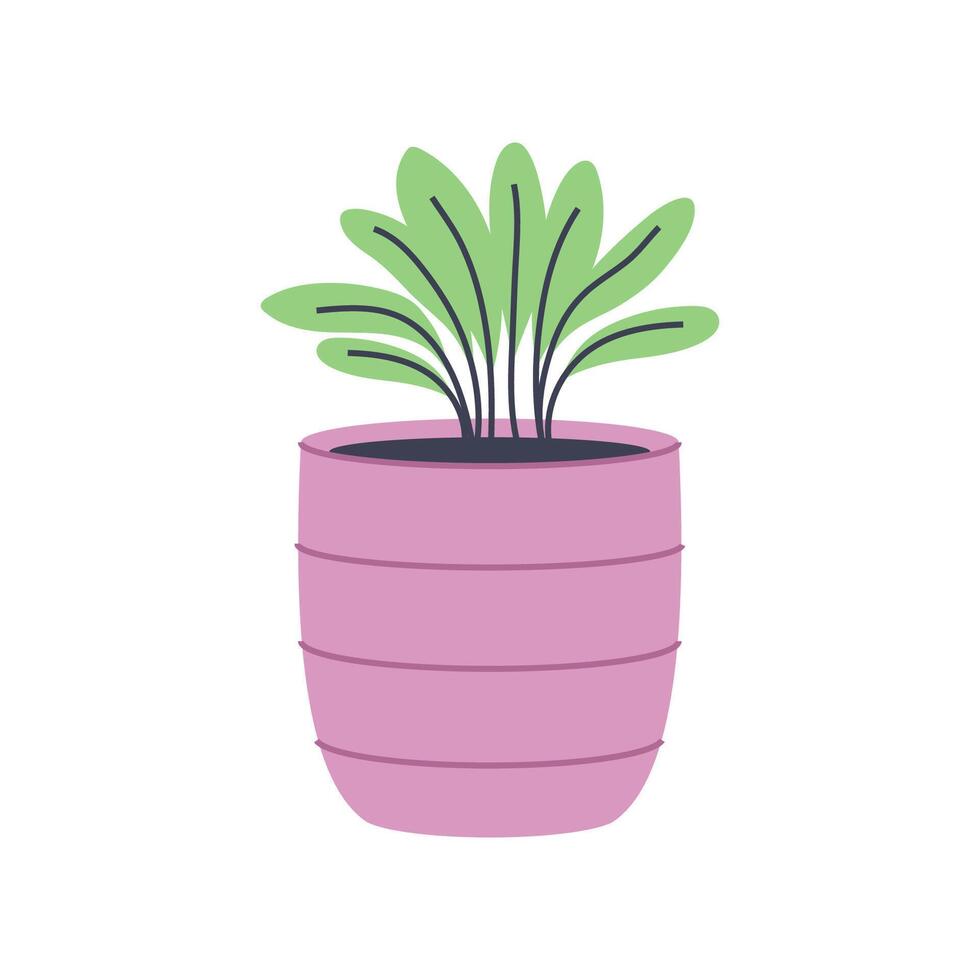 Stylized plant with green leaves in a pink pot. Ideal for modern and natural designs. vector