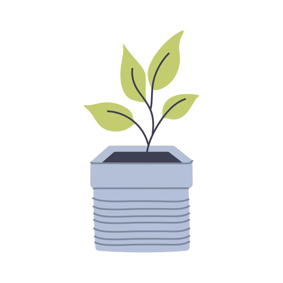 Cute plant in a grey pot. Ideal for modern and natural designs. vector
