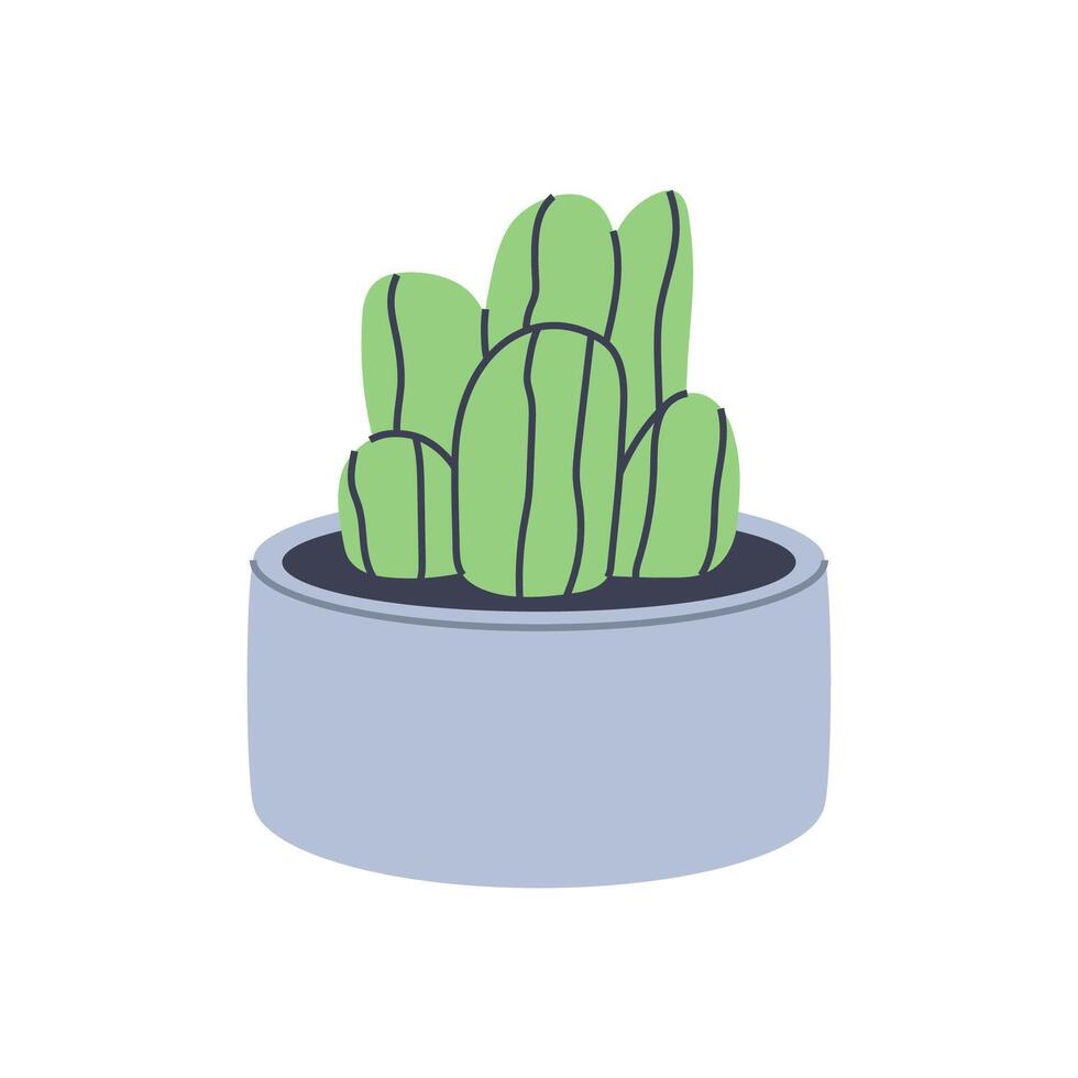 Simple illustration of a cactus in a pot. Perfect for minimalist and botanical designs. vector